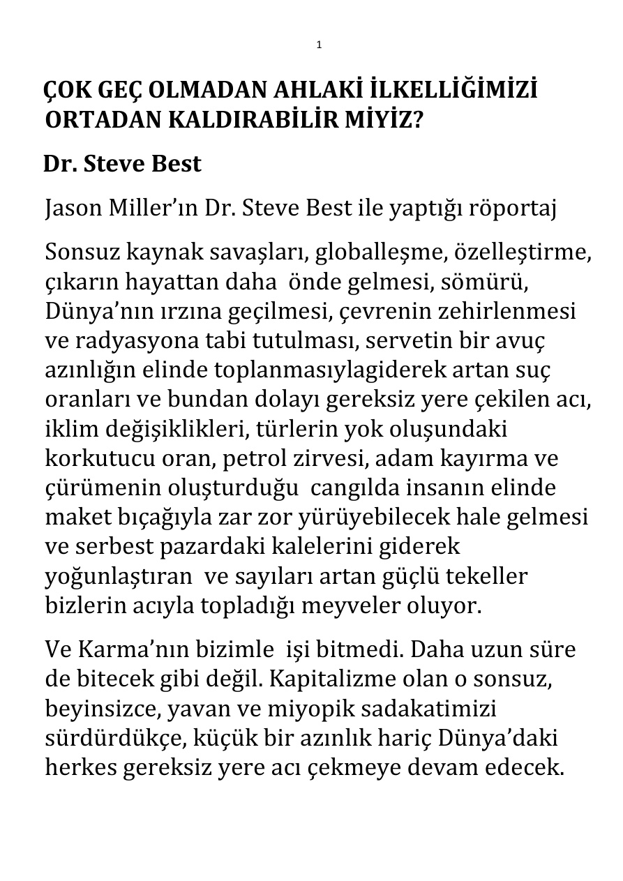Ya Evrim Ya Ölüm; Çok Geç Olmadan Ahlâki İlkelliğimizi Ortadan Kaldırabilir miyiz PDF – Steve Best