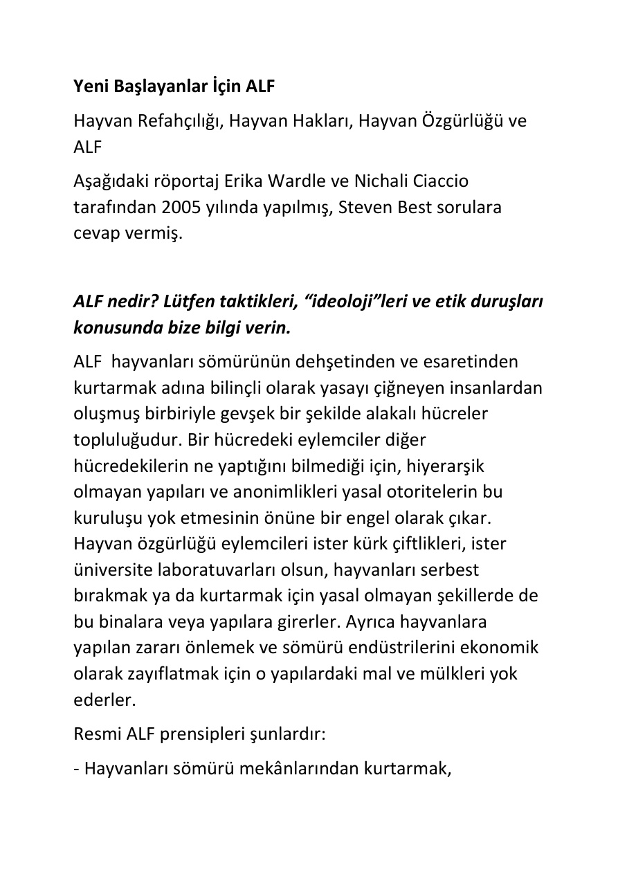 Yeni Başlayanlar İçin ALF PDF – Steve Best