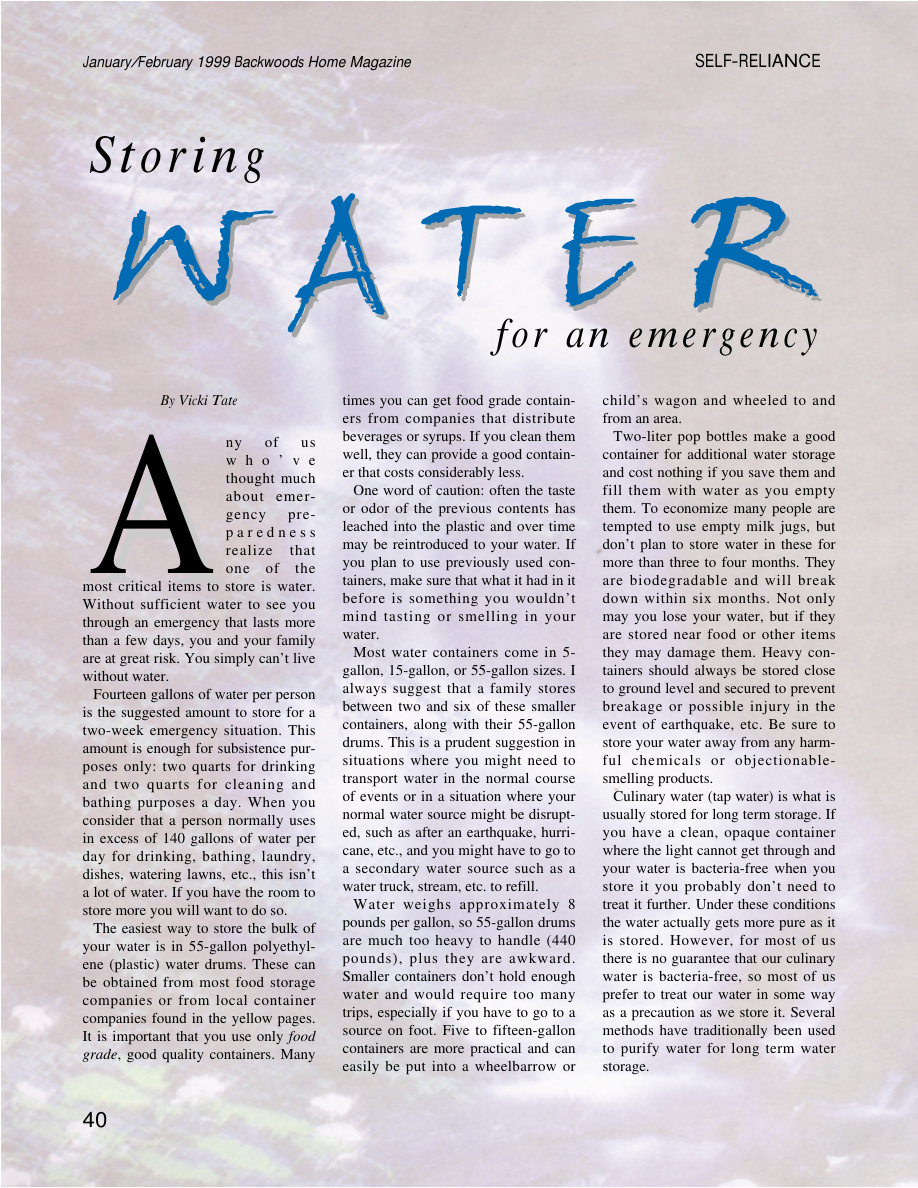 Storing Water for an Emergency PDF – Vicki Tate