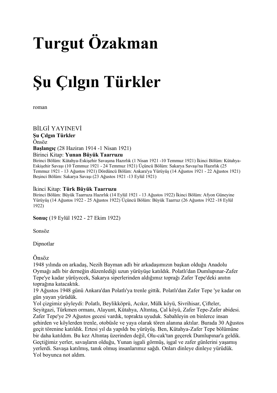 Şu Çılgın Türkler PDF - Turgut Özakman 9 Şu Çılgın Türkler PDF – Turgut Özakman