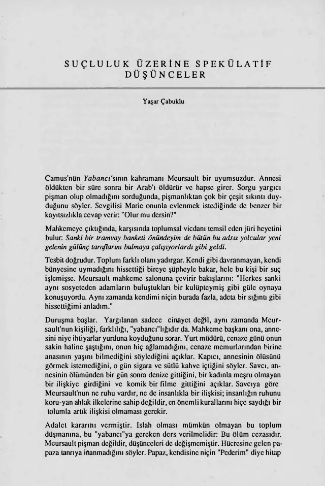 Suçluluk Üzerine Spekülatif Düşünceler PDF – Kolektif / Felsefe