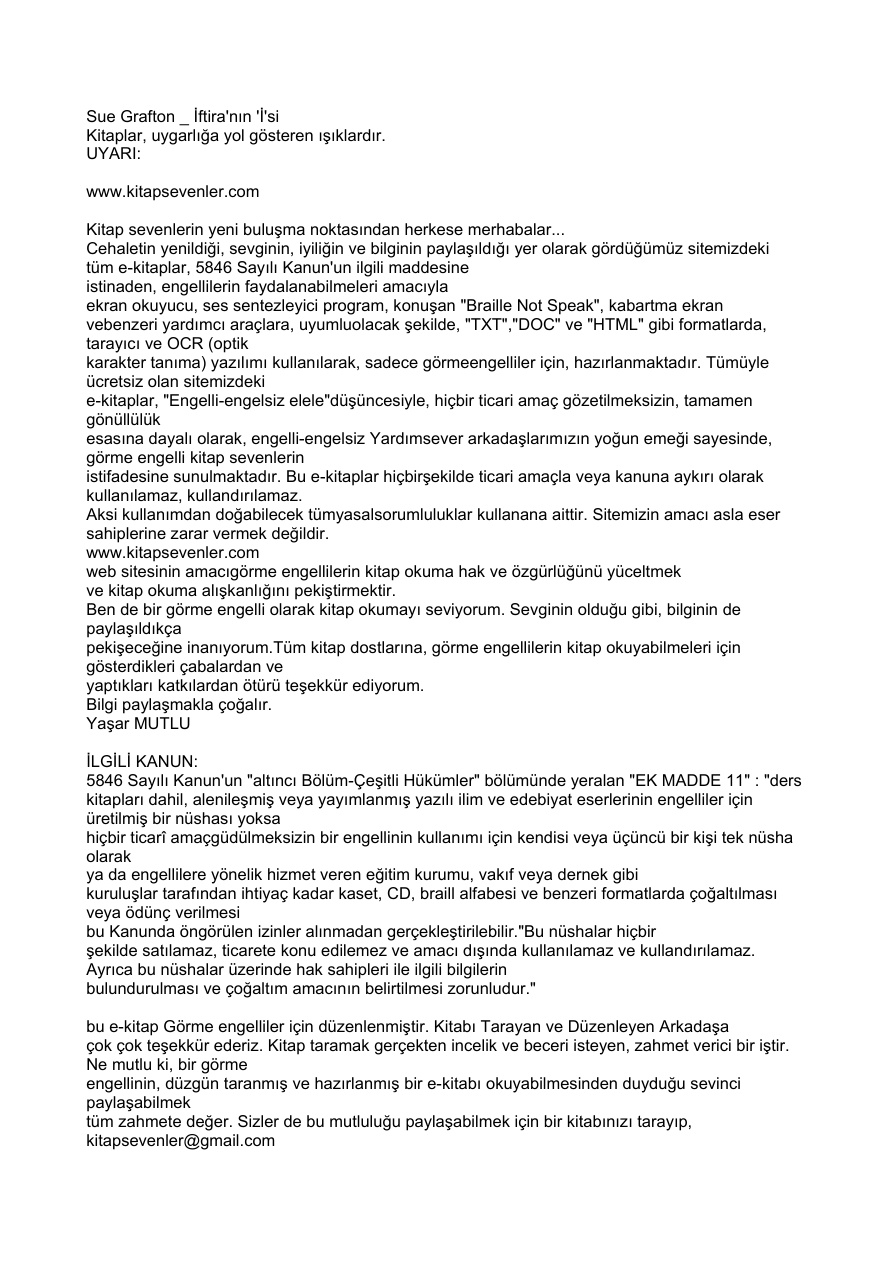 Iftira’nin ‘i’si PDF – Sue Grafton