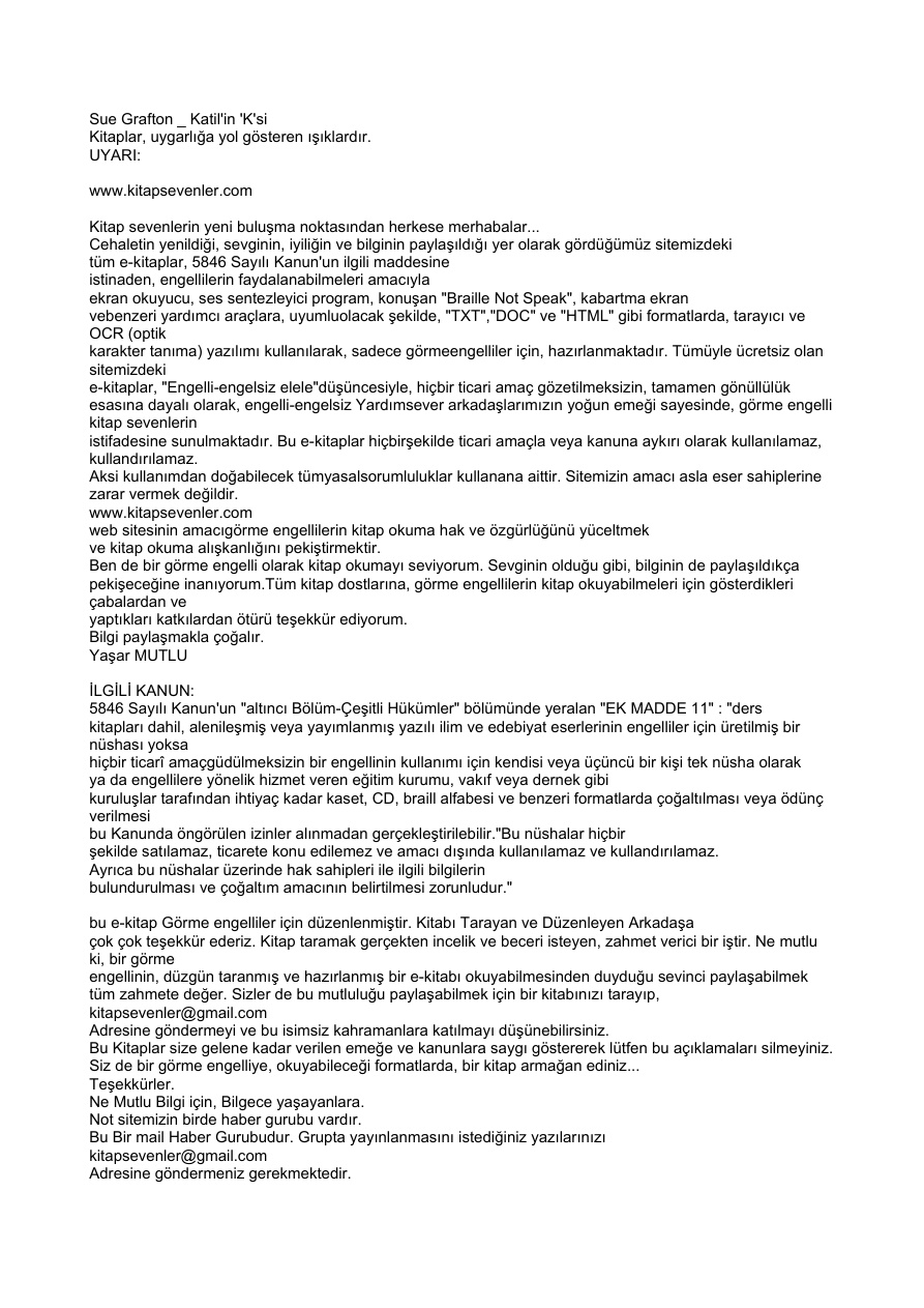 Katil’in ‘k’si PDF – Sue Grafton