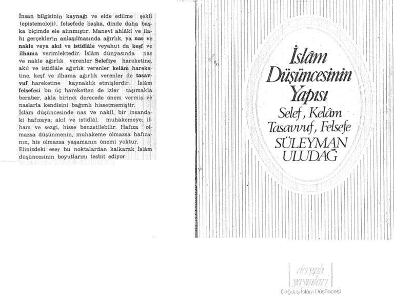 Islam Dusuncesinin Yapisi Selef, Kelam, Tasavvuf, Felsefe PDF - Süleyman Uludağ 1 Suleyman Uludag Islam Dusuncesinin Yapisi Selef, Kelam, Tasavvuf, Felsefe Kitap Kapağı