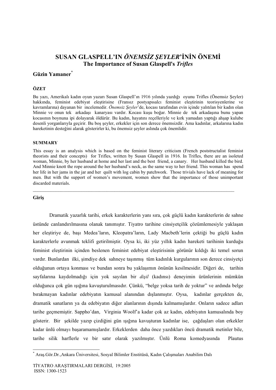 Önemsizi (Trifles) PDF – Susan Glaspell
