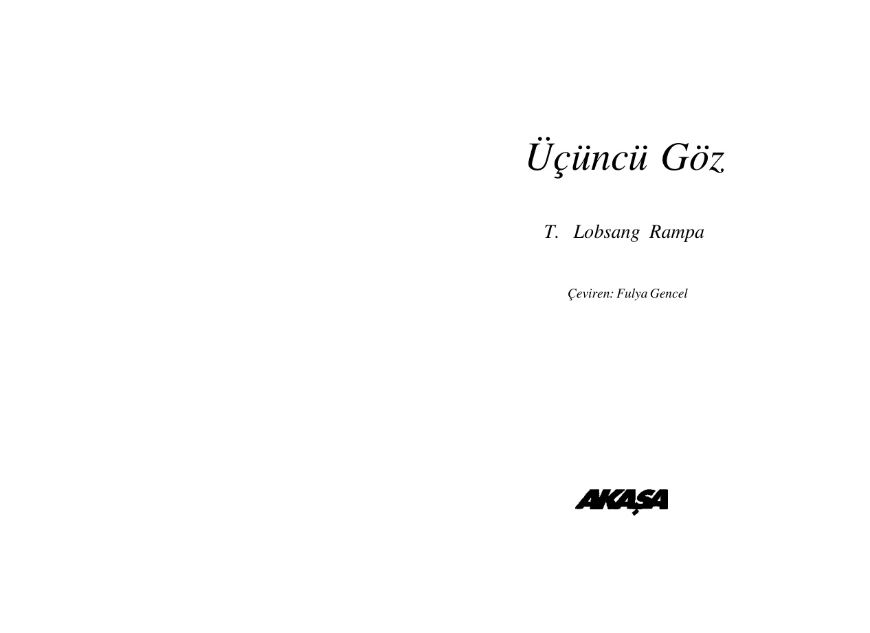 Üçüncü Göz PDF – T. Lobsang Rampa