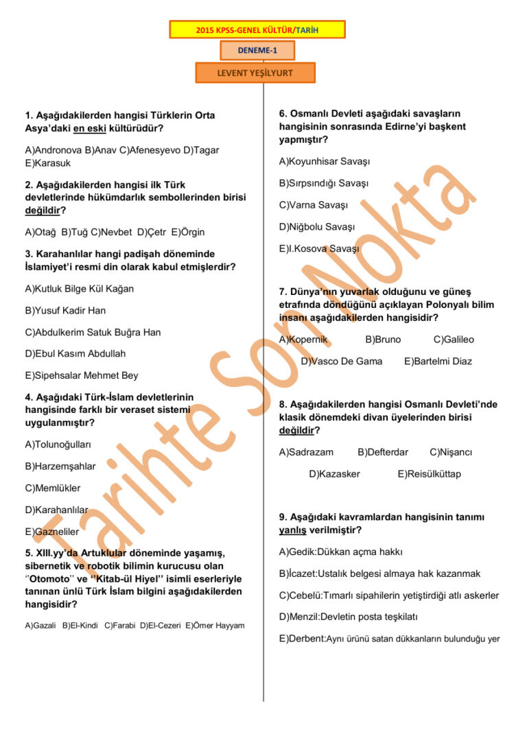 TARİH DENEME 1 Kitap Kapağı