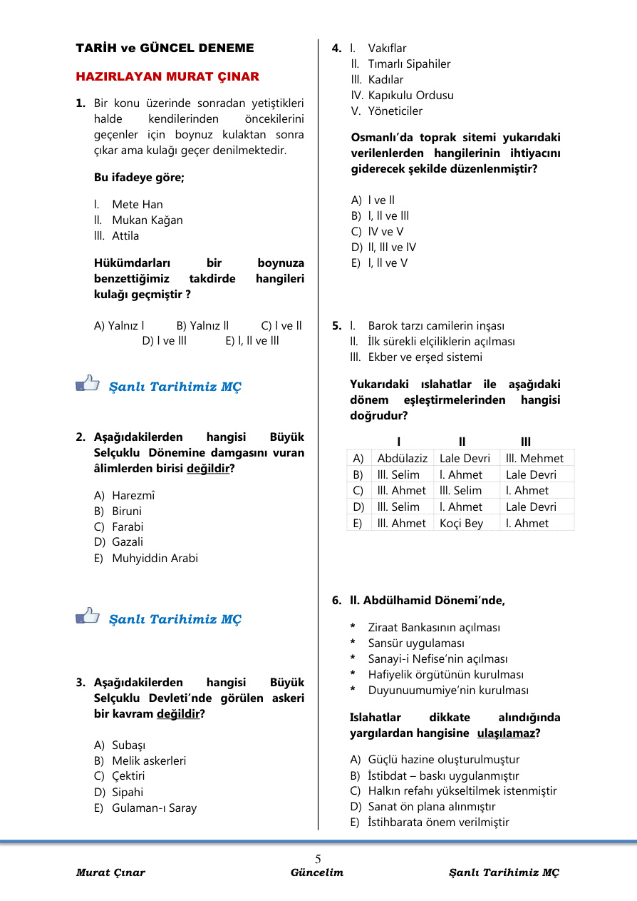TARİH DENEME 2018 – MÇ 7 PDF – Kolektif / Eğitim