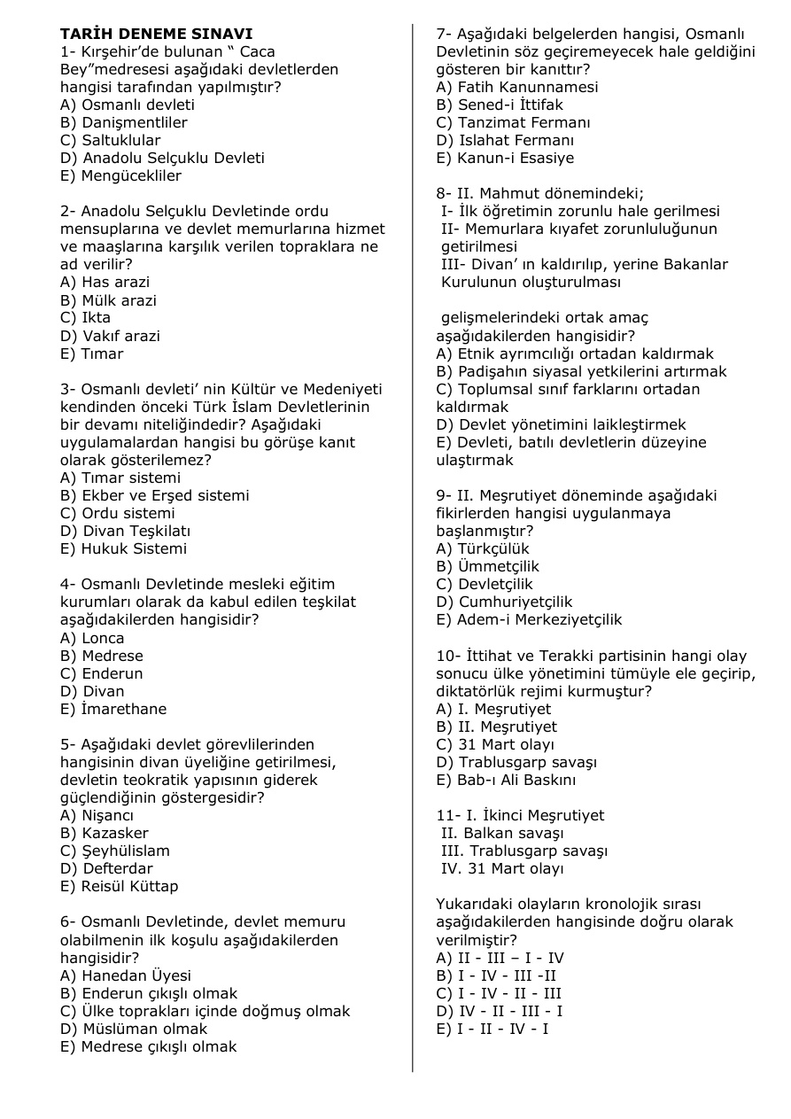 TARİH deneme sınavı 2 PDF – Kolektif / Eğitim