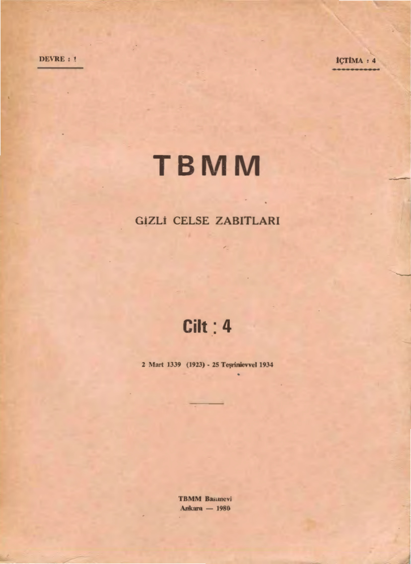 TBMM Gizli Celse Zabıtları Cilt 4 PDF – TBMM / Kolektif