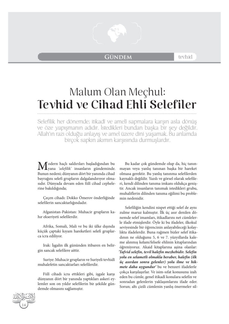 TEVHİD VE CİHAD EHLİ SELEFİLER Kitap Kapağı
