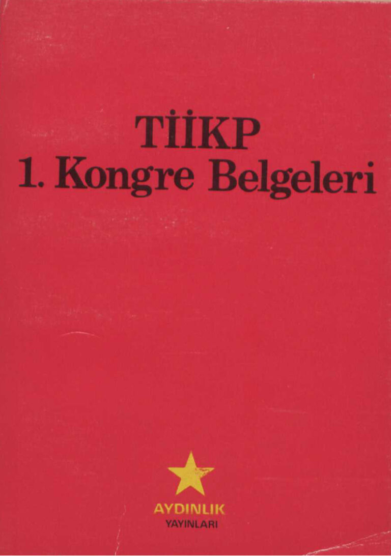 TİİKP 1. Kongre Belgeleri Aydınlık Yayınları Kitap Kapağı