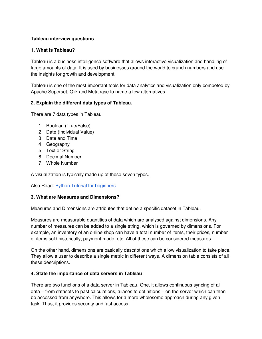 Tableau Interview Questions 1 PDF – Unknown