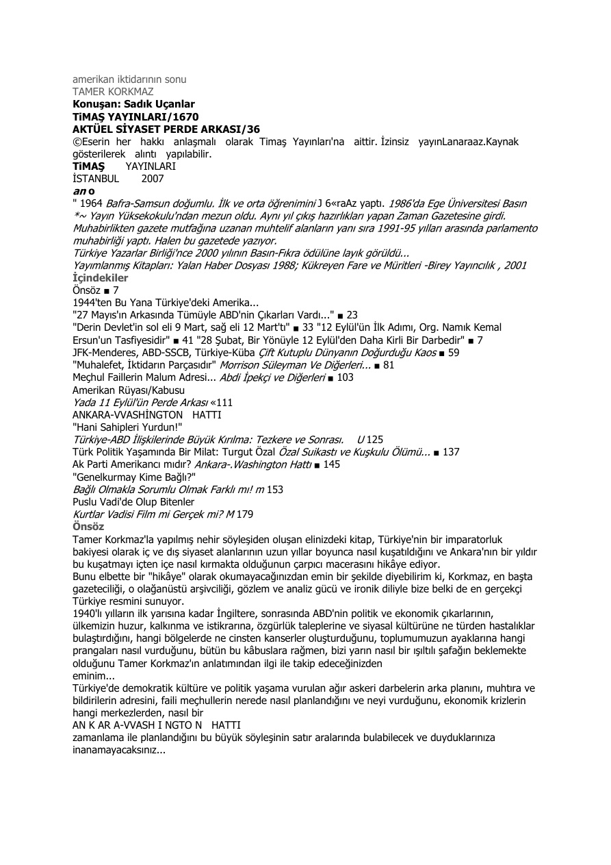Amerikan Iktidarinin Sonu PDF – Tamer Korkmaz