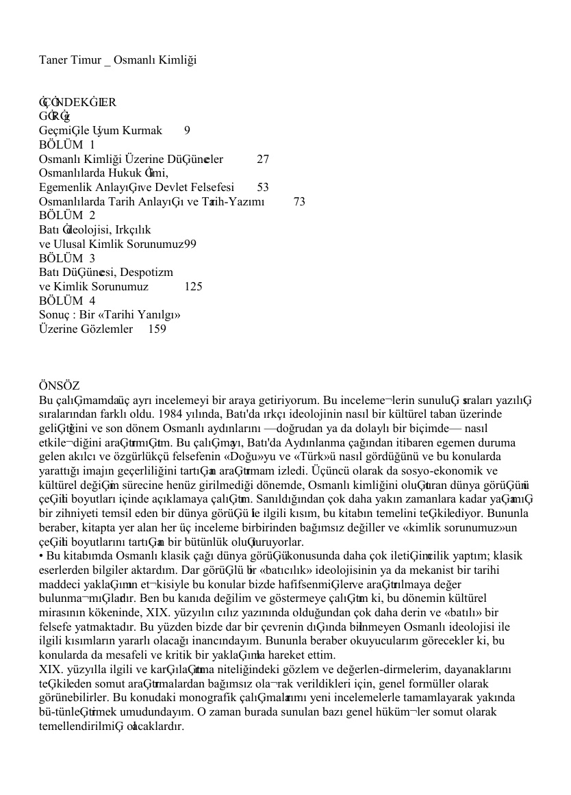 Osmanli Kimligi PDF – Taner Timur