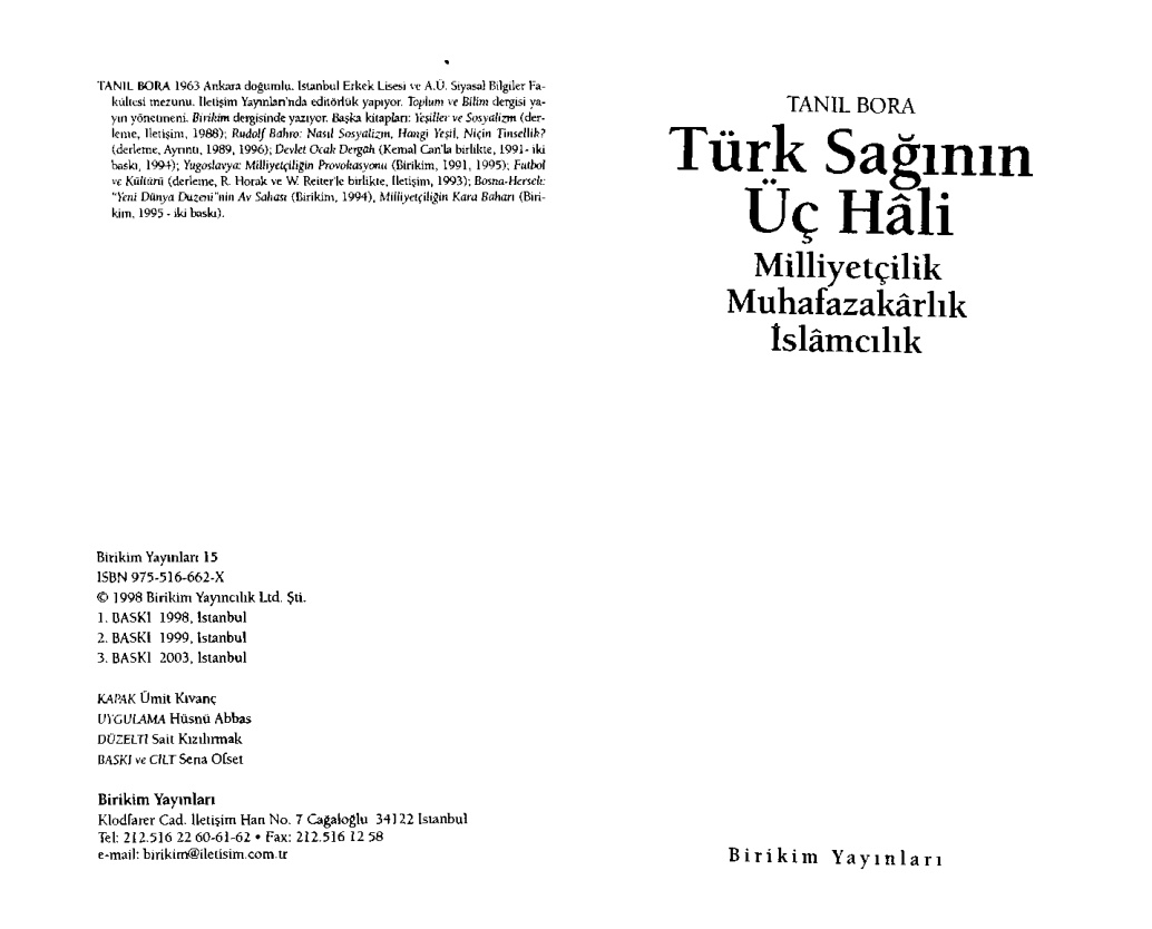 Turk Saginin Uc Hali PDF – Tanıl Bora
