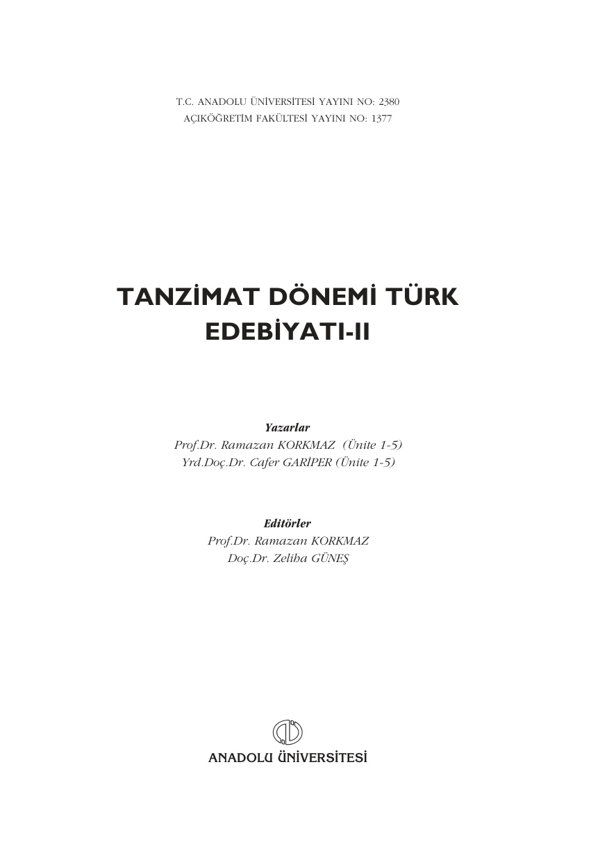 Tanzimat Dönemi Türk Edebiyatı 2 PDF – Kolektif / Edebiyat