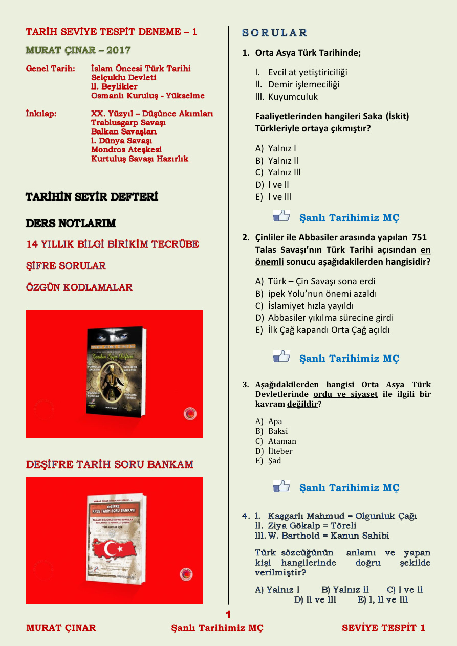 Tarih Deneme 20171 PDF – Kolektif / Eğitim