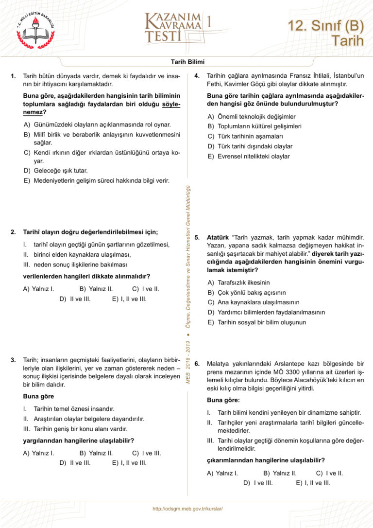 Tarih Dersi Mezun Kazanım Testleri Kitap Kapağı
