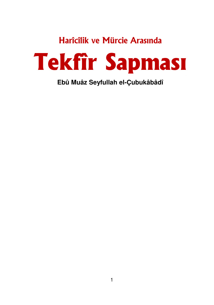 Tekfir Sapması PDF – Kolektif
