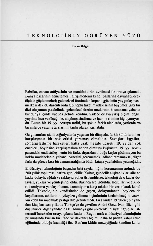 Teknolojinin Görünen Yüzü PDF – İhsan Bilgin