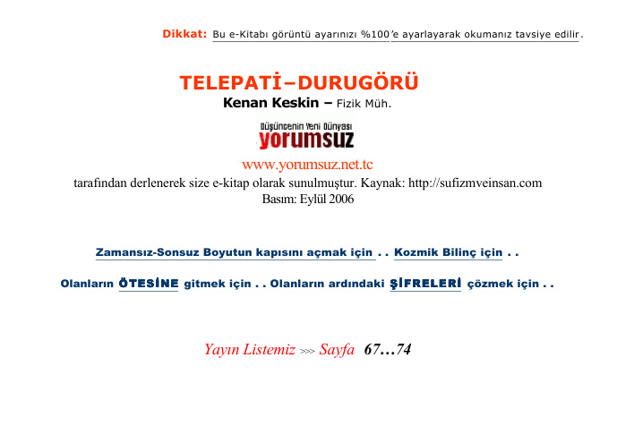 Telepati-Durugörü PDF – Kolektif / Ezoterizm