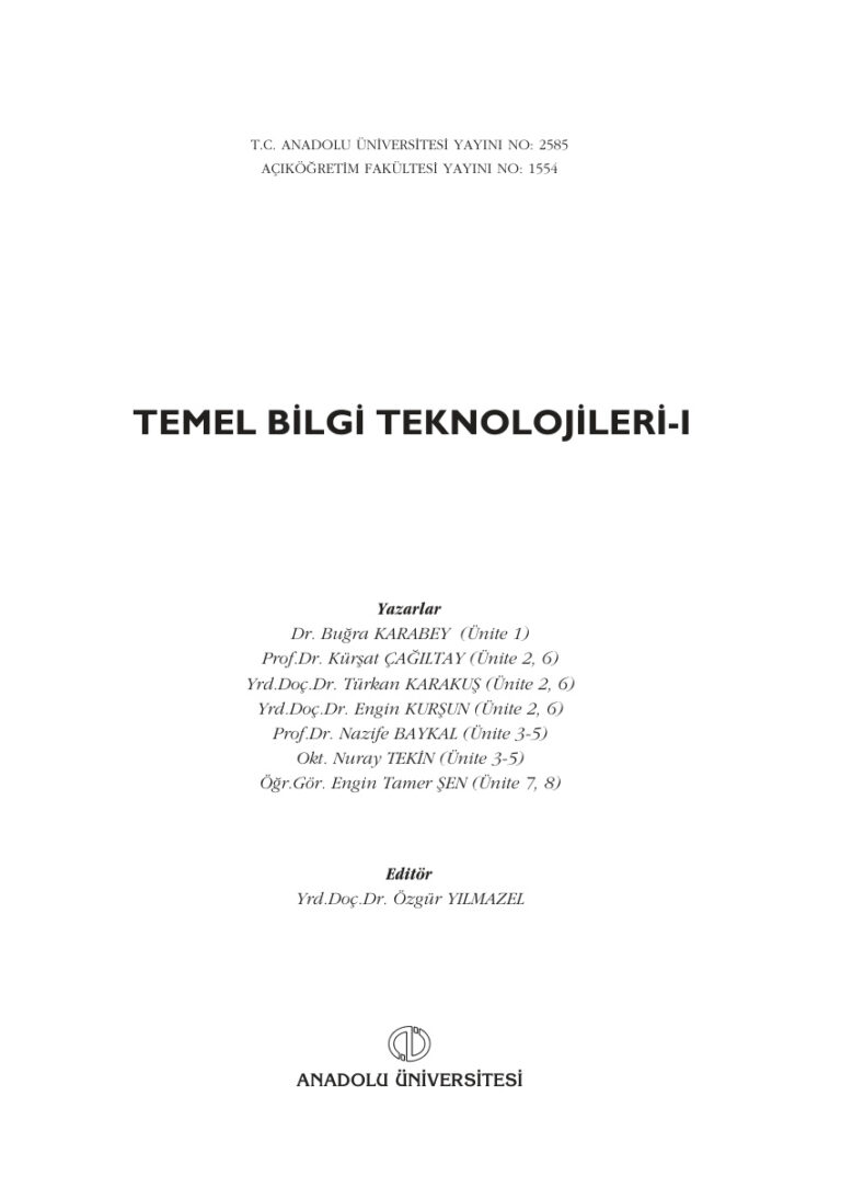 Temel Bilgi Teknolojileri 1 Kitap Kapağı