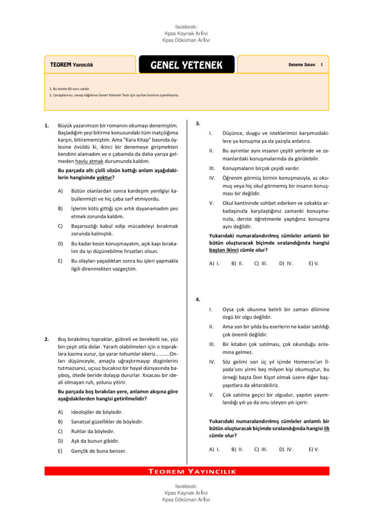 Teorem 2014 1. Deneme GyGk Kitap Kapağı