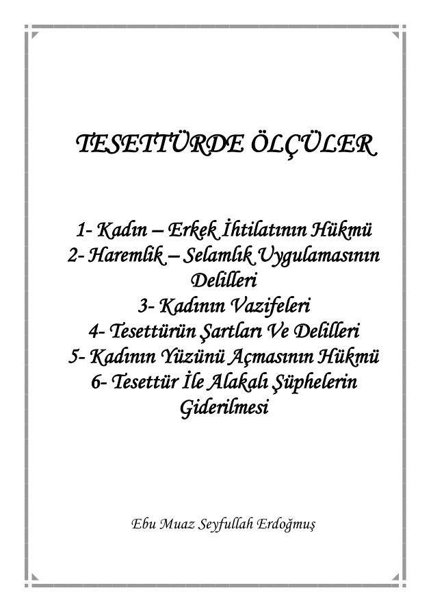 Tesettur Olculeri PDF – Ebu Abdulmumin Mıhçı