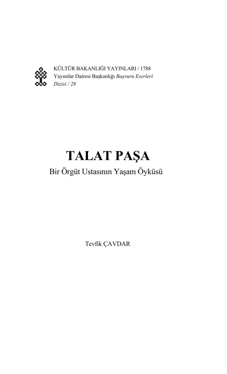 Tevfik Çavdar Talat Paşa Kitap Kapağı