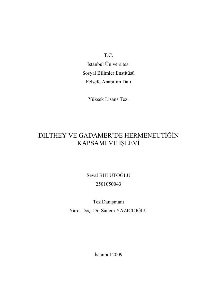 Dilthey ve Gadamer’de Hermeneutiğin Kapsamı ve İşlevi PDF – Kolektif / Felsefe