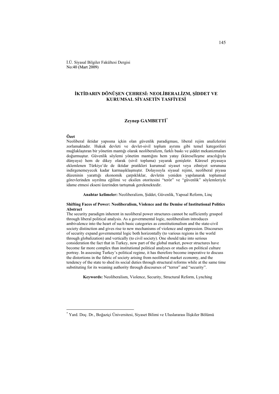 Iktidarın Dönüşen Çehresi Neoliberalizm Şiddet PDF – Kolektif / Tez