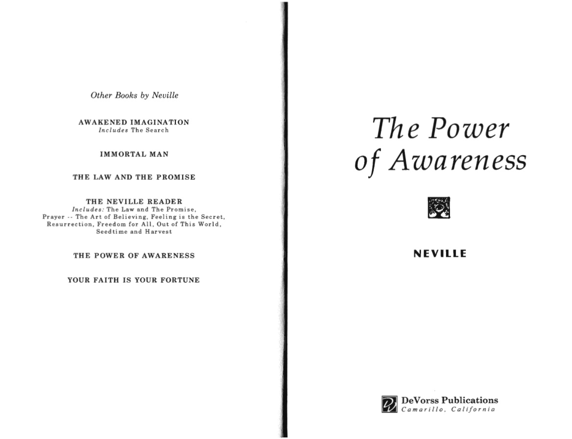 The Power of Awareness by Neville Goddard PDF – Neville Goddard