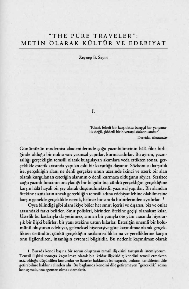 The Pure Traveler Metin Olarak Kültür ve Edebiyat PDF - Zeynep Sayın 1 The Pure Traveler Metin Olarak Kültür ve Edebiyat PDF – Zeynep Sayın