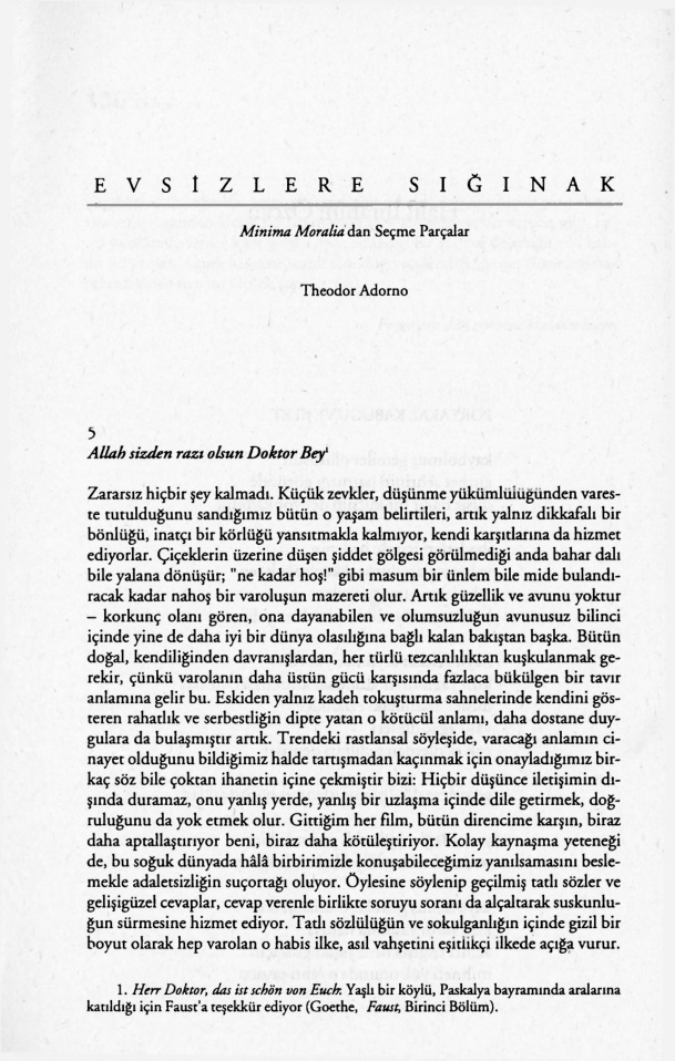 Evsizlere Sığınak; Minima Moralia’dan Seçme Parçalar PDF – Theodor W. Adorno