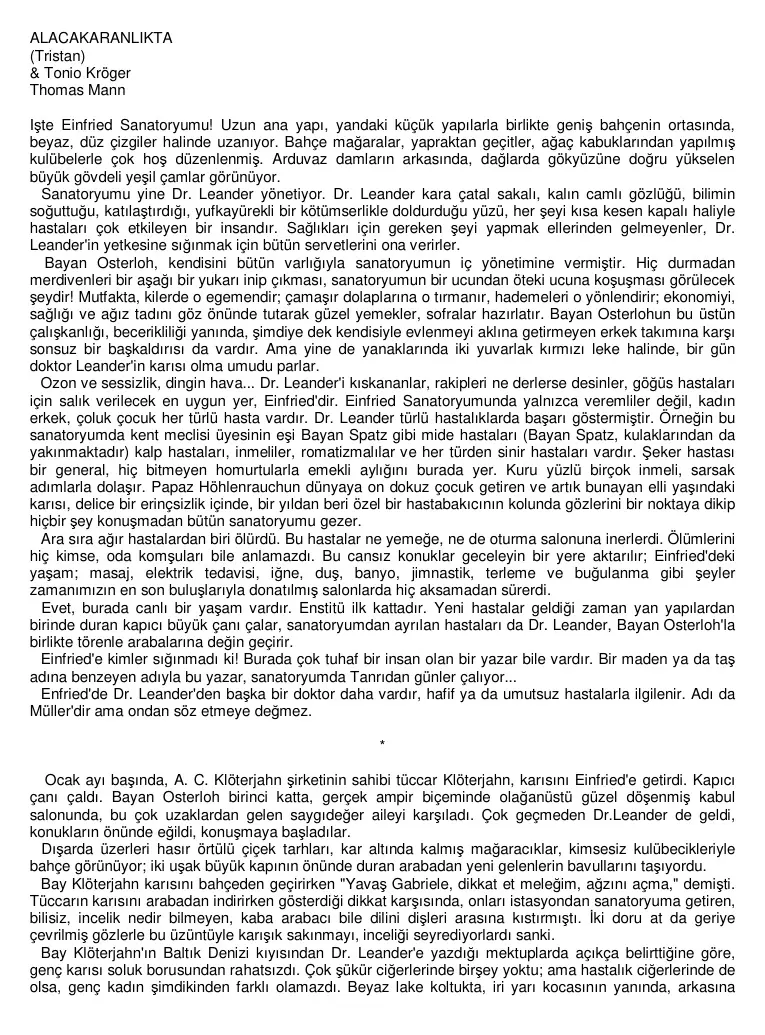 Alacakaranlikta PDF – Thomas Mann