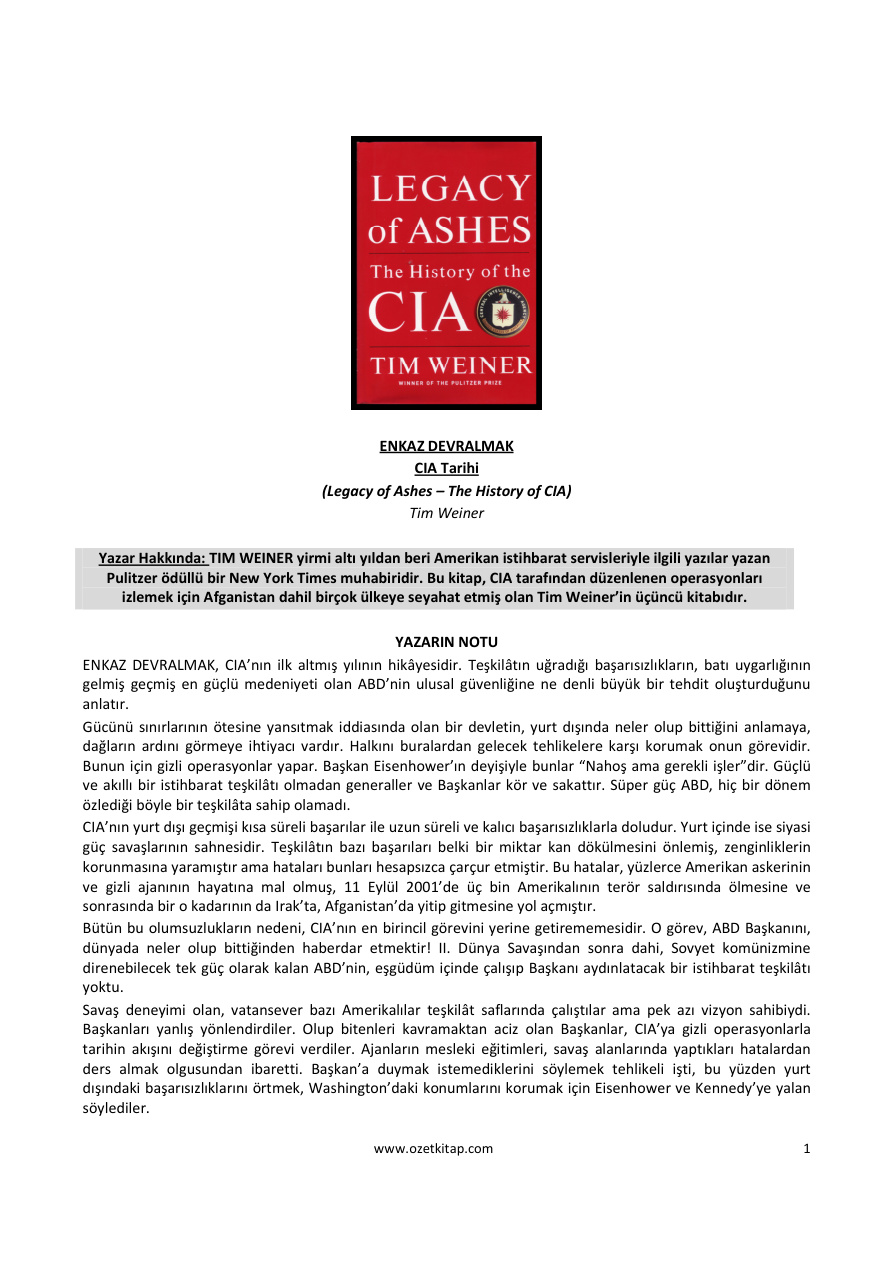 CİA Tarihi 1 PDF – Tim Weiner
