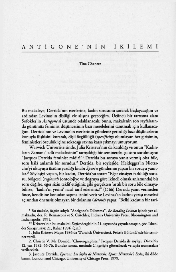 Antigone’nin İkilemi PDF – Tina Chanter