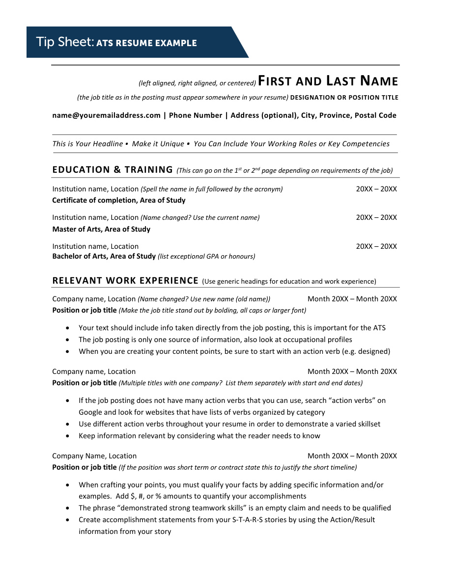 TipSheets: ATS Resume Example PDF – Unknown