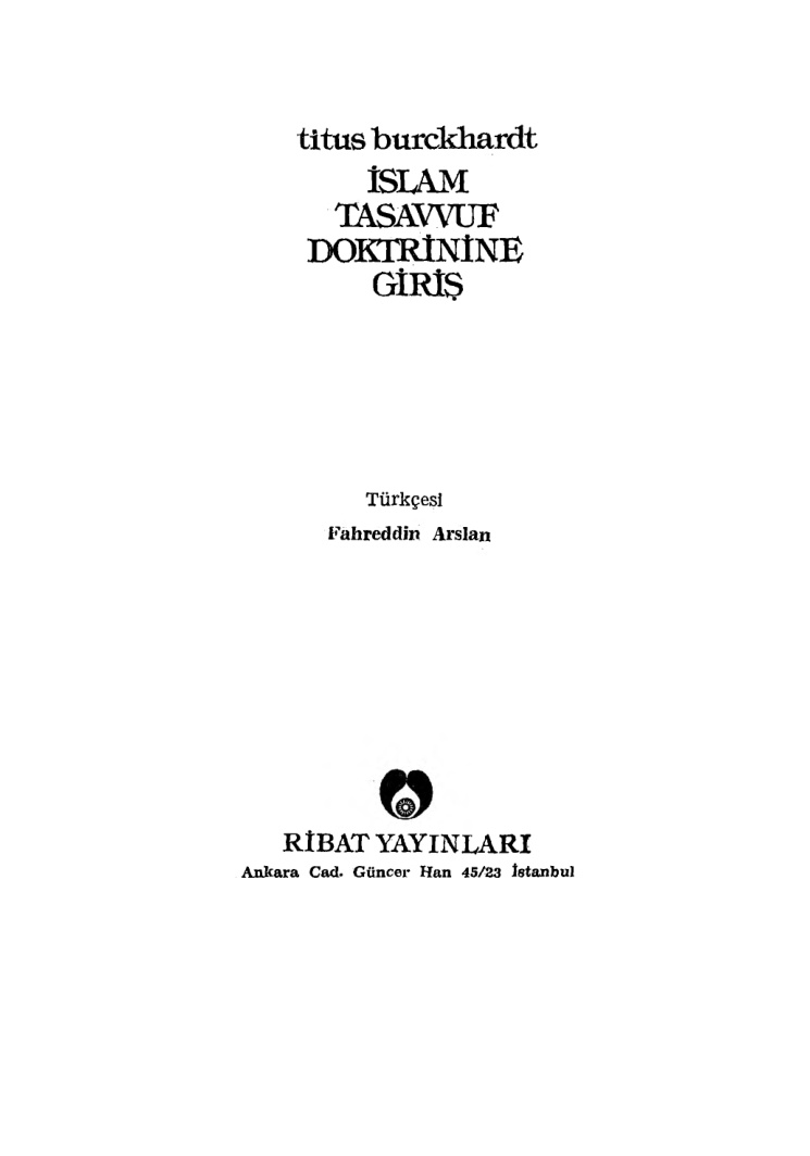 İslam Tasavvuf Doktrinine Giriş PDF – Titus Burckhardt