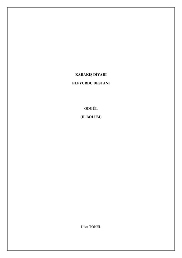 Tonel Elfyurdu Destani Odgul Kitap Kapağı