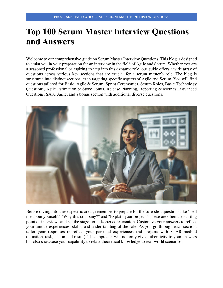 Top Scrum Master Interview Questions and Answers PDF – Unknown