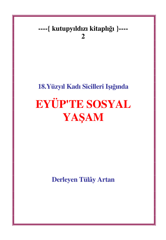 Eyupte Sosyal Yasam PDF – Tülay Artan