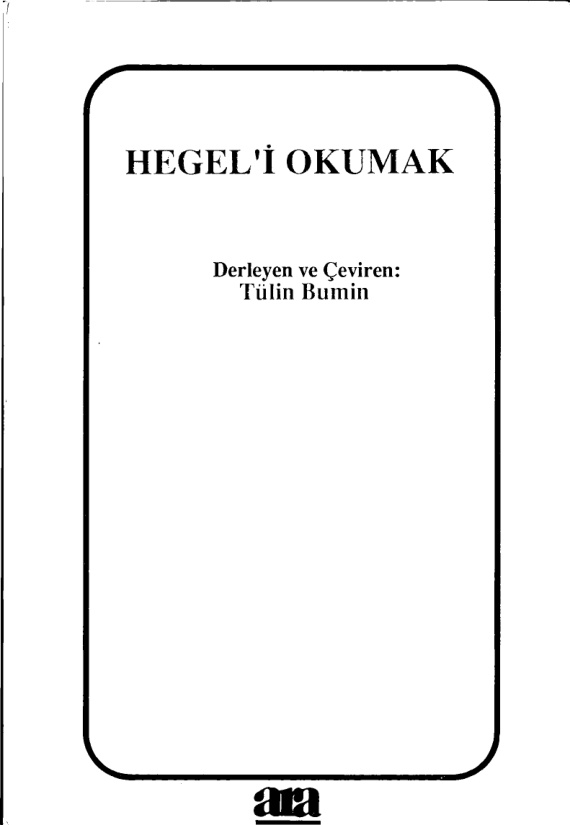 Hegel’i Okumak PDF – Tülin Bumin