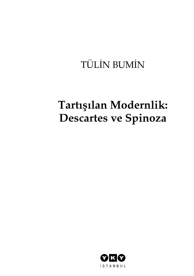 Tartışılan Modernlik Descartes ve Spinoza PDF – Tülin Bumin