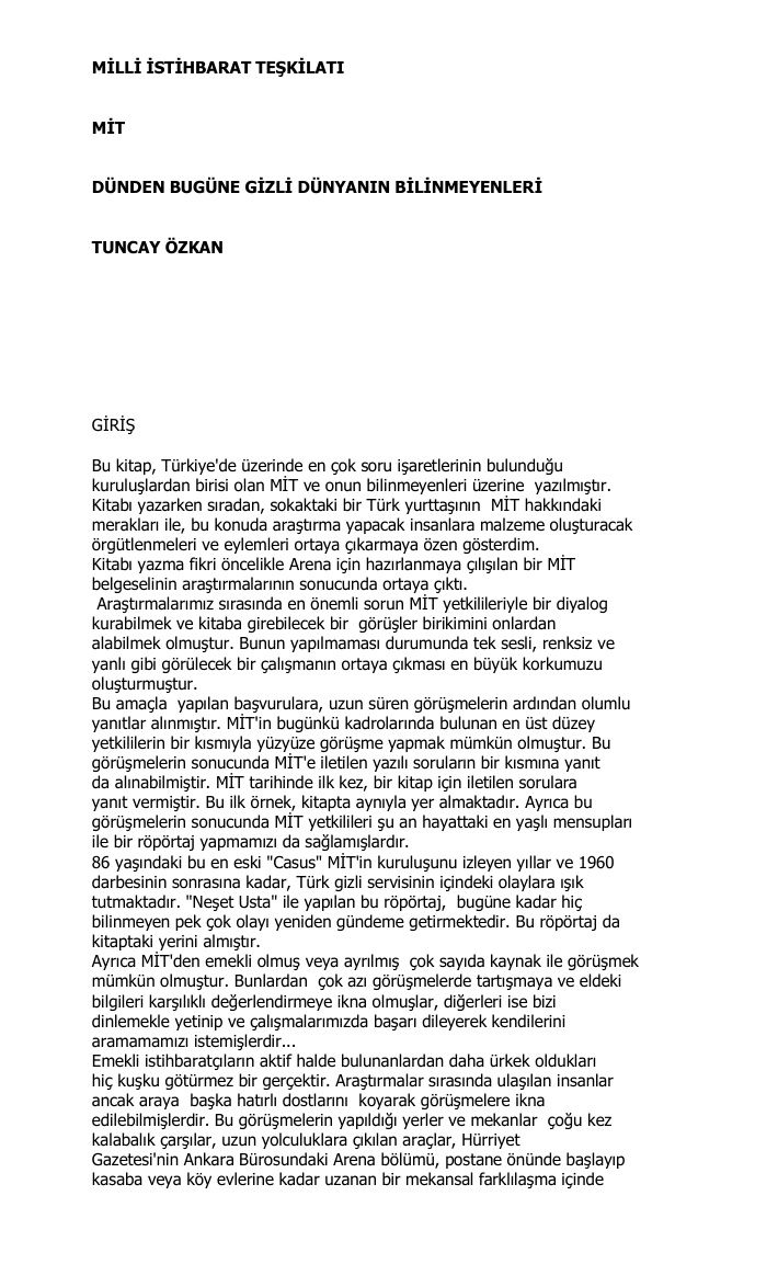 Milli Istihbarat Teskilati PDF – Tuncay Özkan