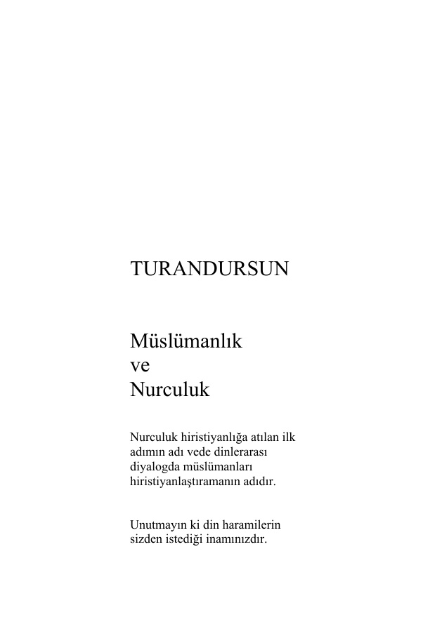 Müslümanlık ve Nurculuk PDF – Turan Dursun