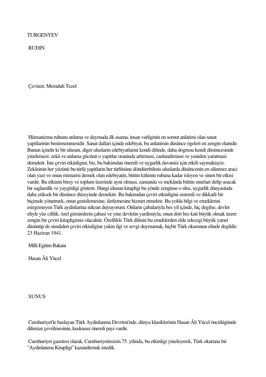 Rudin PDF – İvan Turgenyev