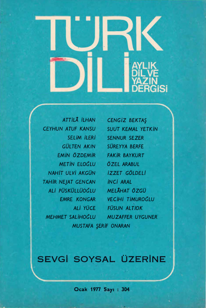 Türk Dili Sevgi Soysal Üzerine Sayı 304 PDF – Kolektif / Türk Dili Dergisi