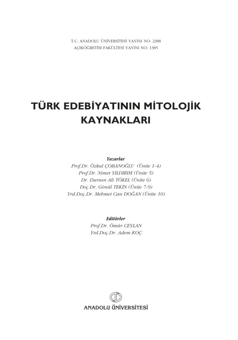 Türk Edebiyatının Mitolojik Kaynakları Kitap Kapağı